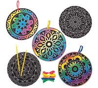 Baker Ross AW985 Rangoli Scratch Decorations, Arts and Crafts for Kids (Pack of 10), Assorted