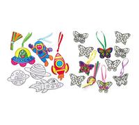 Baker Ross AX179 Solar System Suncatchers - Pack of 10, for Children to Design, Decorate and Display, Creative Summer Craft Set & ET815 Butterfly Mini Suncatcher Decorations (Pack of 12)