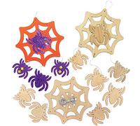 Baker Ross AX260 Wooden Spider Web Decoration Kits - Pack of 3, Halloween Decorations for Kids to Decorate and Display, Ideal Kids Arts and Crafts Project