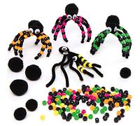 Baker Ross AX290 Spider Bead Craft Kit - Pack of 4, Halloween Decorations, Pipe Cleaner Crafts, Halloween Craft Activity