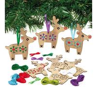 Baker Ross AX307 Reindeer Wooden Cross Stitch Kits - Pack of 5, Christmas Decorations for Kids to Make and Display, Ideal Kids Arts and Crafts Project
