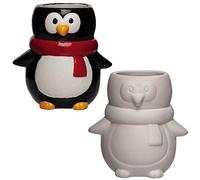 Baker Ross AX349 Penguin Ceramic Flower Pots - Box of 2, For Kids to Paint and Grow Your Own Plants