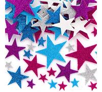Baker Ross AX435 Winter Glitter Star Foam Stickers - Pack of 198, Glitter Star Stickers, Foam Sheets for Crafts, Great Foam Stickers for Children Crafts