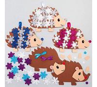Baker Ross AX460 Hedgehog Christmas Tree Decoration Kits - Pack of 5, Creative Xmas Art and Craft Supplies for Kids to Make and Decorate