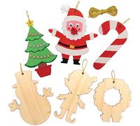 Baker Ross AX464 Christmas Wooden Decorations - Pack of 12, Wood Crafts for Kids to Decorate, Ideal Christmas Tree Decoration, Great for School, Craft Groups and Home Crafting