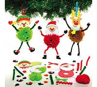 Baker Ross AX486 Christmas Pom Pom Kit - Pack of 3, Christmas Crafts for Kids, Creative Christmas Art and Craft Supplies for Children to Make and Decorate, Christmas