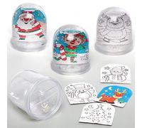 Baker Ross AX490 Christmas Colour In Snow Globe Kits - Pack of 4, Make Your Own Festive Arts and Crafts for Christmas Activities