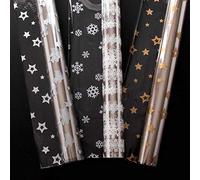 Baker Ross AX615 Christmas Cellophane Wrap Multipack - Pack of 3, Festive Cellophane Roll for Gift Wrapping and Christmas Hampers