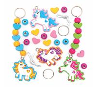 Baker Ross AX668 Unicorn Keyring Kits - Pack of 4, Bag Dangler Creative Activities for Kids Arts and Crafts or Keychain Making Projects