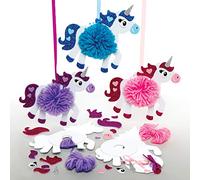 Baker Ross AX669 Unicorn Pom Pom Kits - Pack of 3, Creative Art and Craft Supplies for Kids to Make, Decorate and Display