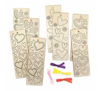 Baker Ross AX689 Heart Bookmarks - Pack of 8, Blank Templates for Children to Design and Decorate, Great for Valentine’s Day Crafts