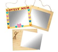 Baker Ross AX720 Mirror Blanks - Pack of 2, Wooden Craft Blanks for Kids to Design, Decorate and Use for Arts and Crafts or Painting Activities