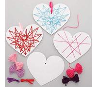 Baker Ross AX745 Heart Weaving Decorations - Pack of 8, Introductory Sewing for Beginners and for Kids Arts and Crafts Projects