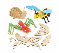 Baker Ross AX841 Bug Woodcraft Kits - Pack of 5, Woodcrafts for Kids Arts and Crafts Projects, Great for an Art Party