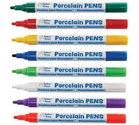 Baker Ross AX933 Rainbow Porcelain Paint Pens - Pack of 8, Arts and Crafts Supplies, Acrylic Markers for Kids, Paint Markers for Children