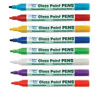 Baker Ross AX935 Rainbow Coloured Glass Paint Pens - Pack of 8, Arts and Crafts Supplies, Acrylic Markers for Kids, Paint Markers for Children, Rainbow