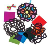 Baker Ross Baker Ross Diwali Stained Glass Decoration Kits - Pack of 6, Diwali Craft kit, Window Decoration