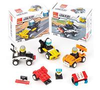 Baker Ross Build Your Own Brick Racer Kit Value Pack- Novelty Toys for Kids, Perfect Party, Loot, Prize Bag and Stocking Filler (Pack of 4)