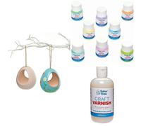 Baker Ross Ceramic Bird Feeders (AR267) and Pastel Porcelain Paint Pots (FC346) and Multi-Purpose Acrylic Varnish (FE585)