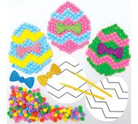 Baker Ross Chick Pom Pom Craft Set - Pack of 5, Self Adhesive Card with Colorful Pompoms for Kids Easter Craft (FC493)