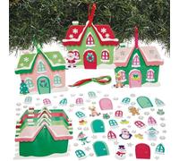 Baker Ross Christmas Cottage Mix & Match Decoration Kits - Pack of 8, Christmas Cottage Craft kit, Foam Hanging Decorations