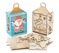 Baker Ross Christmas Wooden Lantern Kits - Pack of 3, Christmas Lantern Craft, Wooden Lantern kit, Festive Craft