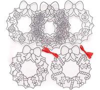 Baker Ross Christmas Wreath Suncatcher Decoration - Pack of 6, Kids Paint Your Own Christmas Decoration, Christmas Bauble Arts and Crafts (FC179), Red