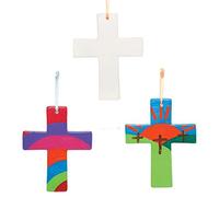 Baker Ross Cross Ceramic Decorations - Pack of 5, Easter Crafts, Craft For Kids (AX783)