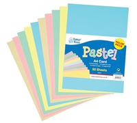 Baker Ross E10072 A4 Pastel Card Pack - Pack of 50 Sheets, 220gsm, 5 Assorted Colours, Card Making, Scrapbooking, Craft Supplies