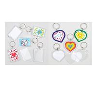 Baker Ross E4572 Make Your Own Keyring Kit, White, 8 Pack & E775 Make Your Own Heart Keyring Kit, for Kids to Assemble and Attach to Key Rings and Bags, White, 35mm x 39mm