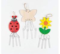 Baker Ross E8743 Wildlife Wooden Windchimes (Pack of 4) For Kids To Paint And Hang, 10cm
