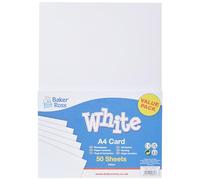Baker Ross E99A A4 White Card - Pack of 50 Sheets, 220gsm, Card Making, Scrapbooking, Craft Supplies