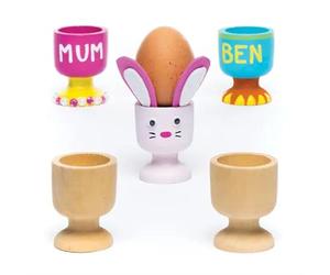 Baker Ross EA448 Wooden Egg Cups Craft Project - Ideal for Kids' Arts and Crafts, Educational Toys, Gifts, Keepsakes and More (Pack of 6), 48mm
