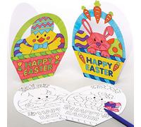 Baker Ross Easter Basket Colour in Cards - Pack of 10, Easter Cards for Kids (AX775)