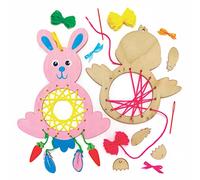 Baker Ross Easter Chick & Bunny Wooden Dreamcatchers - Pack of 4, Easter Crafts, Craft for Kids (AX785)
