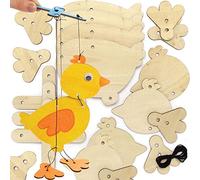 Baker Ross Easter Chick Wooden Marionettes - Pack of 3, Easter Crafts for Kids (AX786),30cm