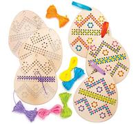 Baker Ross Easter Egg Wooden Cross Stitch Decorations - Pack of 5, Easter Crafts, Craft For Kids (AT433)