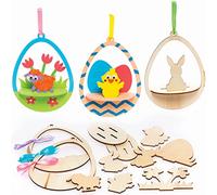 Baker Ross Easter Egg Wooden Decoration Kits - Pack of 5, Wood Easter Crafts for Children (FC547)