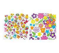 Baker Ross Easter Foam Stickers - Pack of 200, Easter Crafts, Craft for Kids (AX774) & Self Adhesive Flower Garden Foam Stickers - Pack of 200, for Kids to Decorate Collage, Cards & Craft, EK342