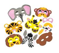 Baker Ross EC120 Jungle Animal Foam Mask Kits - Ideal Craft for Kids to Make and Wear as an Accessory for Halloween Costumes, Fancy Dress, Parties and More (Pack of 6)