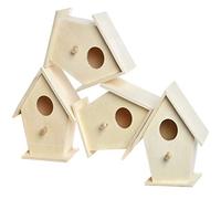 Baker Ross EC1235 Mini Wooden Birdhouses (Box of 4) For Kids to Decorate, Arts and Crafts,12 x 9.5 cm
