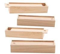 Baker Ross EC1247 Wooden Pencil Boxes (Box of 4) Plain Wood Pencil Boxes For Kids To Decorate,20cmx5cmx4cm