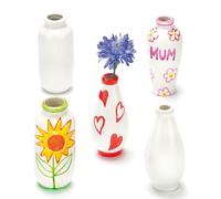 Baker Ross EC192 Mini Porcelain Vases, Children to Decorate and Personalise, Ideal for Displaying at Home (Pack of 6), Assorted