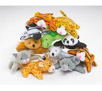 Baker Ross EF613 Exotic Animal Beanie Plush Pals (Pack of 10) Cute Assorted Cuddly Toys for Kids,Small