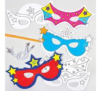 Baker Ross EF624 Star Hero Masks, Paper, 6 Pack,White
