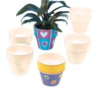 Baker Ross EK162 Mini Porcelain Flowerpots - Pack of 6, 7cm x 7cm Each, No Bake Needed, Paintable Pots For Kids To Decorate