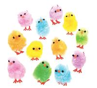 Baker Ross EK237 Easter Coloured Mini Fluffy Chicks For Adding to Cake Decorations, Models, Displays or Easter Hunt Activities (Pack of 12)