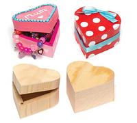 Baker Ross EK2436 Wooden Heart Boxes (Pack of 4) For Kids to Paint and Decorate and Gift,25 x 13 inch