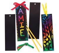 Baker Ross EK3093 Scratch Art Bookmarks (Pack of 12), Black