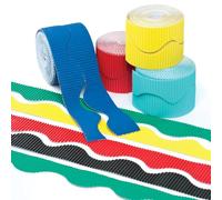 Baker Ross EK544 Corrugated Display Borders - Pack of 6, 15m x 55mm, Assorted Colours, Bulletin Board Borders, Classroom Display
